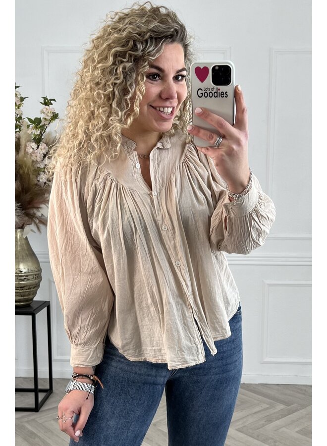 Scarlett Cotton Blouse - Beige