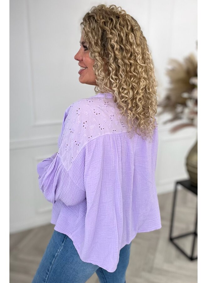 Cotton Broderie Blouse - Lila
