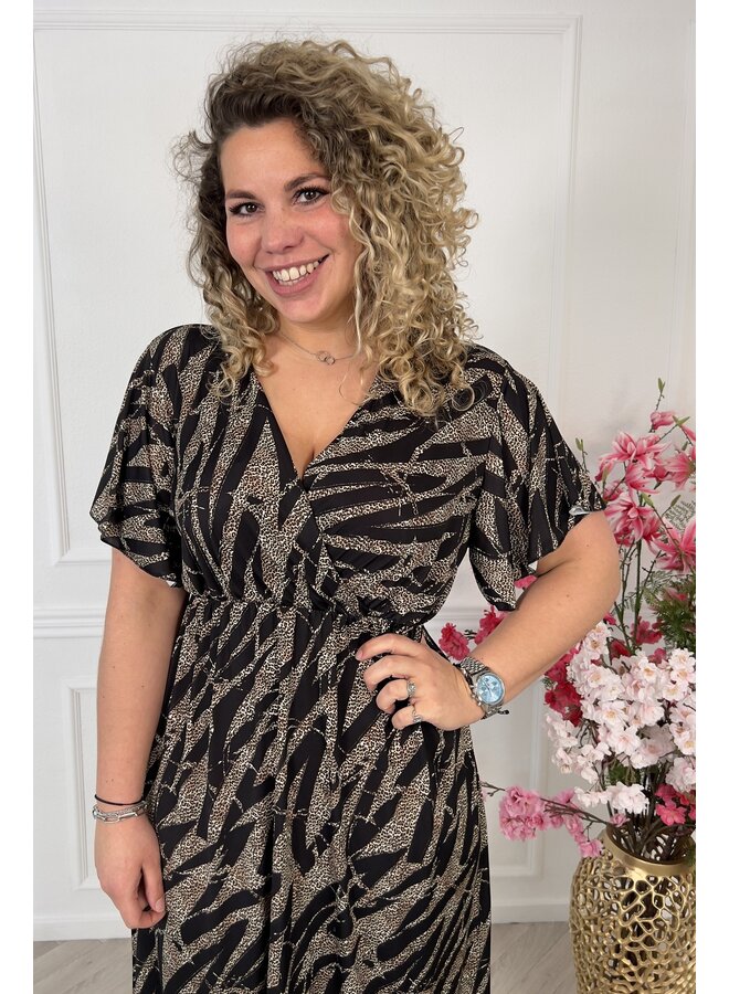 Curvy Spanish Dress - Black/Leopard