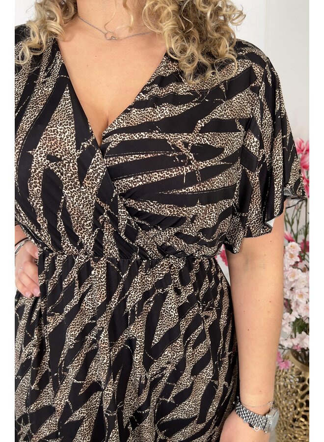 Curvy Spanish Dress - Black/Leopard