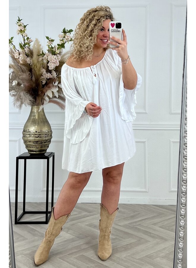 Kickie Ibiza Ruffle Tunic - White