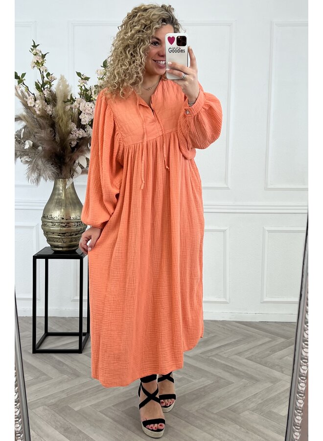 Maxi Julie Cotton Padded Dress - Peach