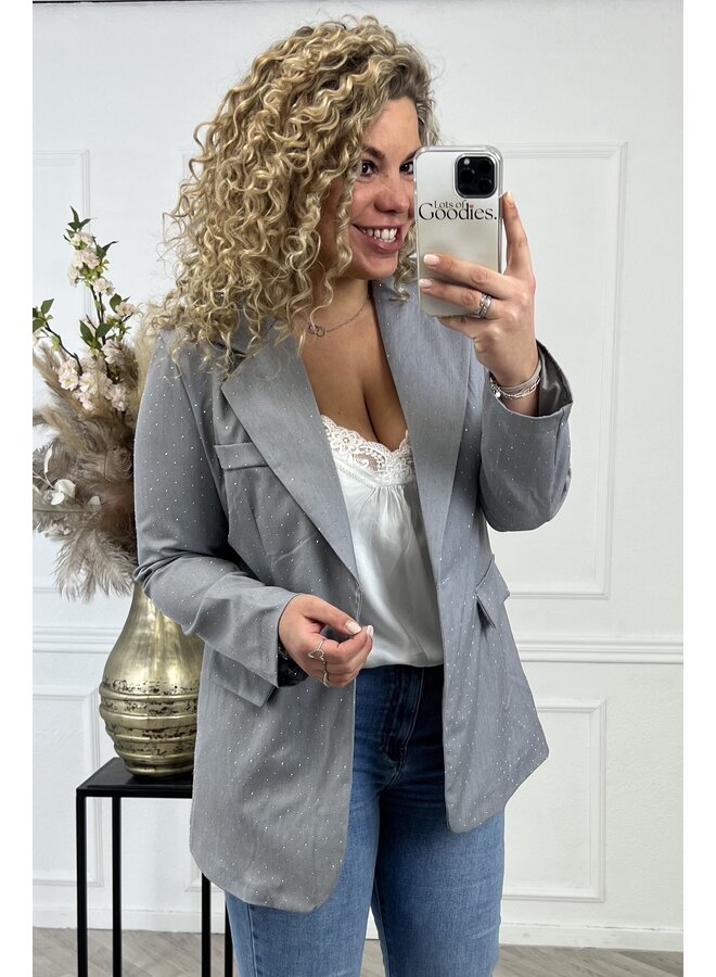 Curvy Hailey Strass Blazer - Light Grey