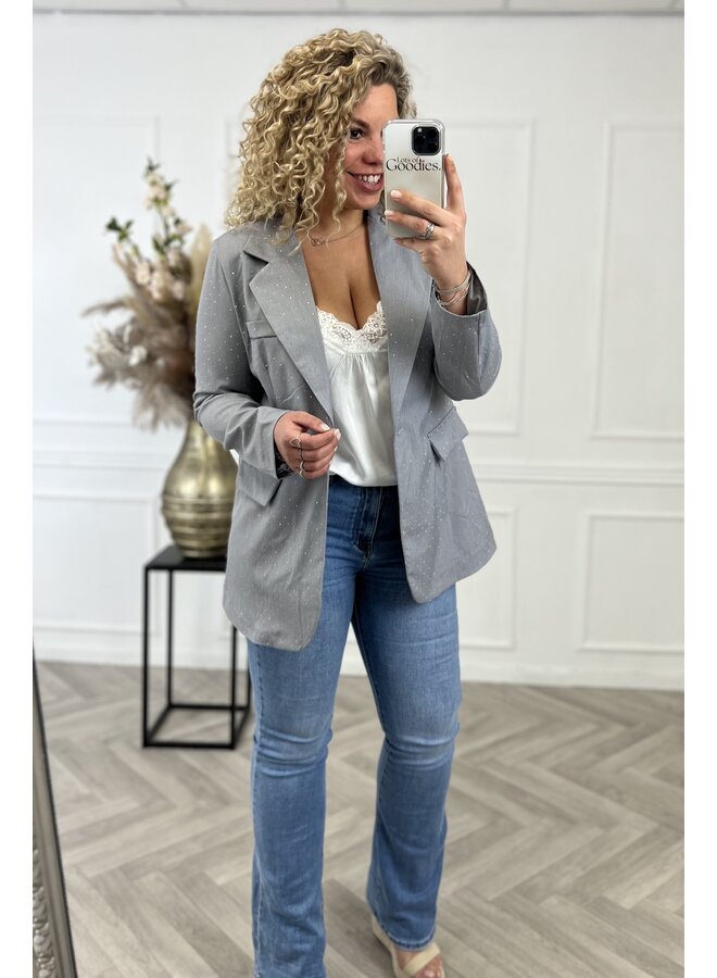 Curvy Hailey Strass Blazer - Light Grey