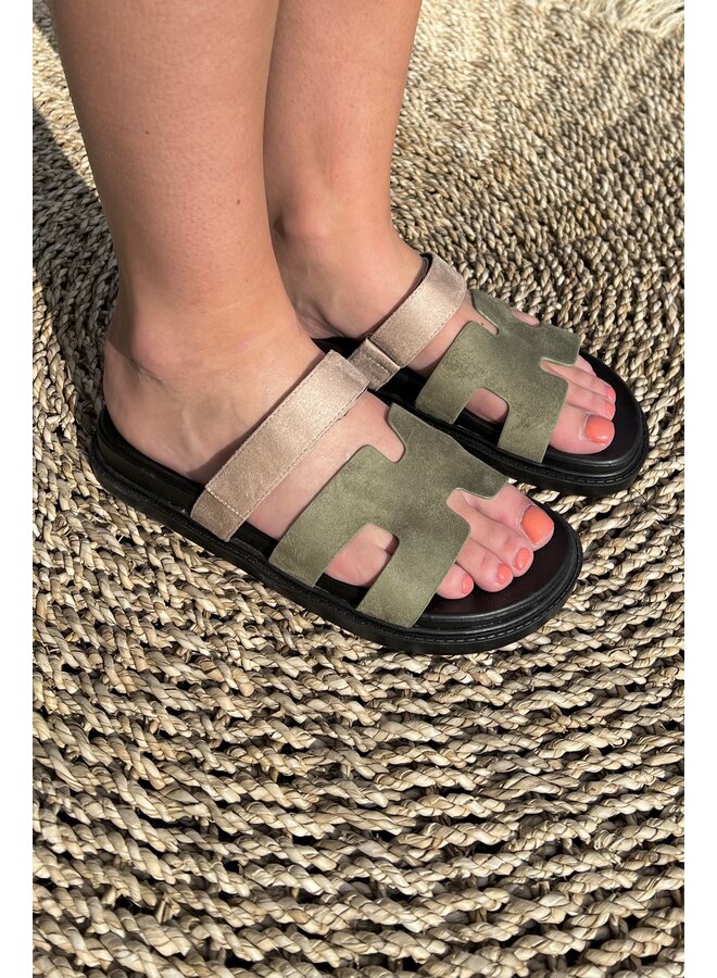 Inspired Sandal - Armygreen/Taupe