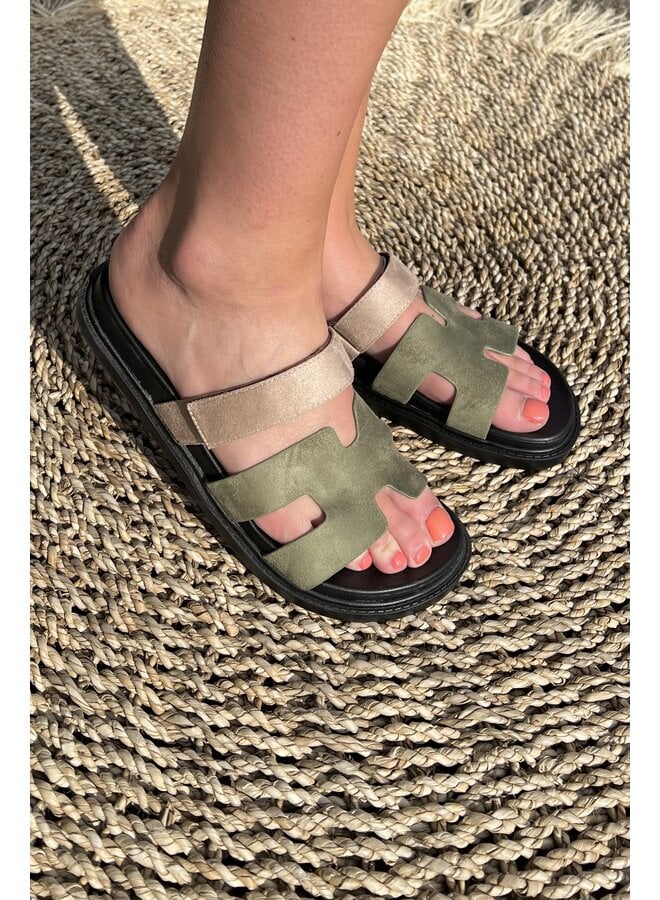 Inspired Sandal - Armygreen/Taupe