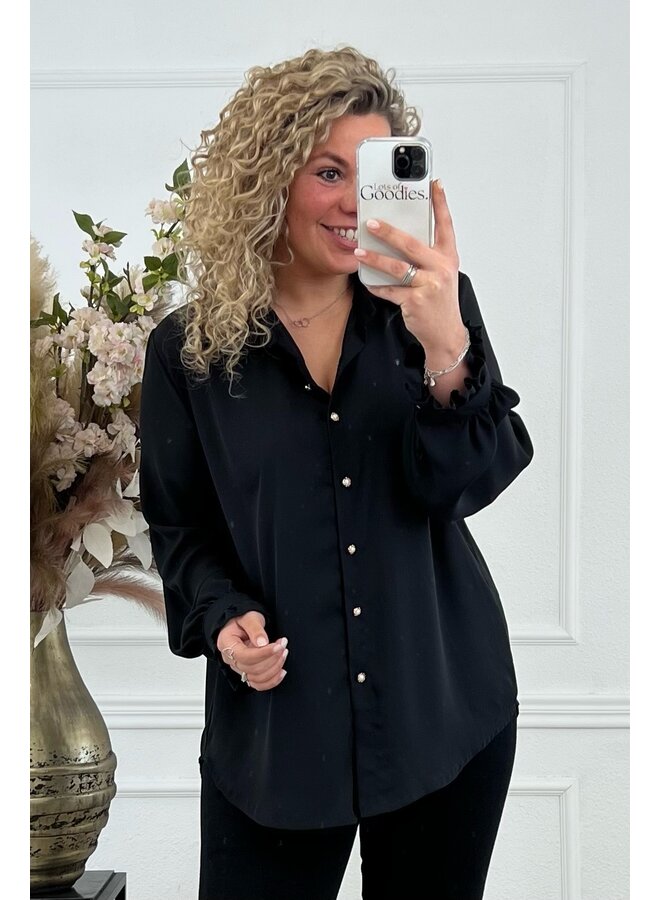 Ruffle Sleeve Blouse - Black