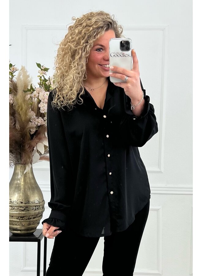 Ruffle Sleeve Blouse - Black