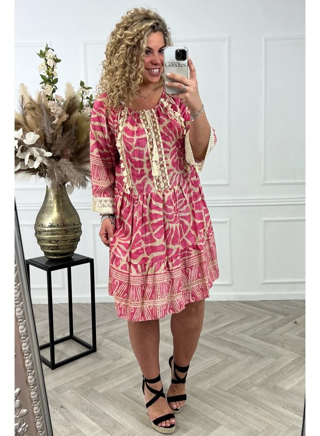 Mykonos Dress - Pink/Beige