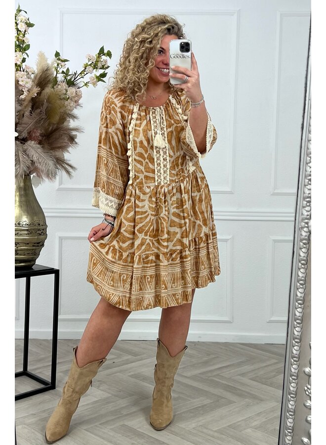 Mykonos Dress - Camel/Beige