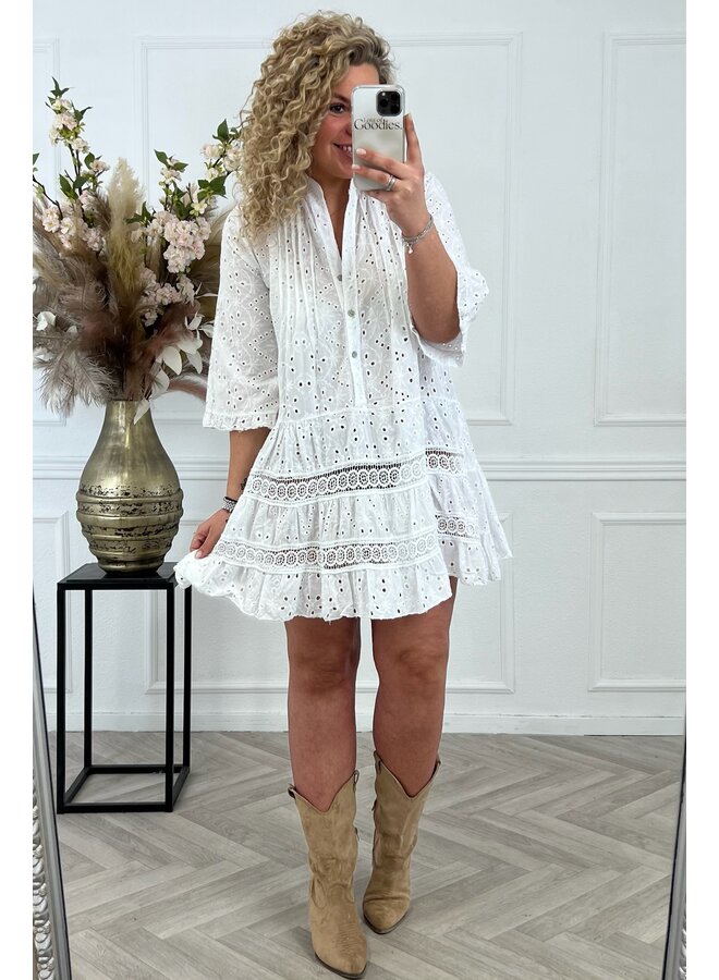 Cotton Broderie Summer Dress - White