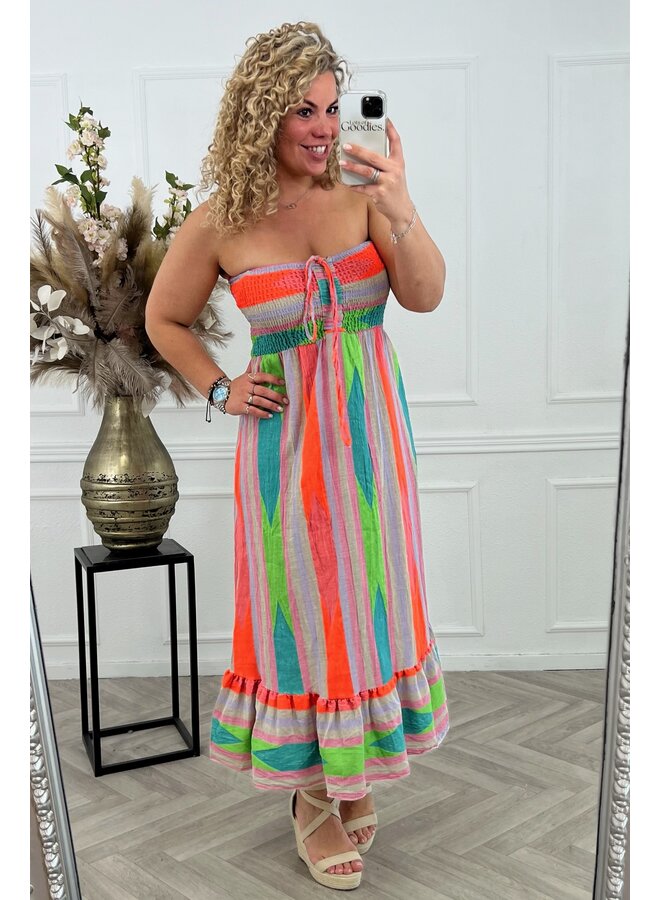 Sevilla Beach Dress - Orange/Turquoise