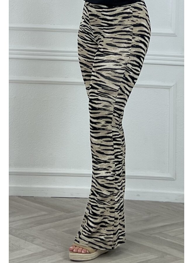 Tall Zebra Flare - Beige/Black