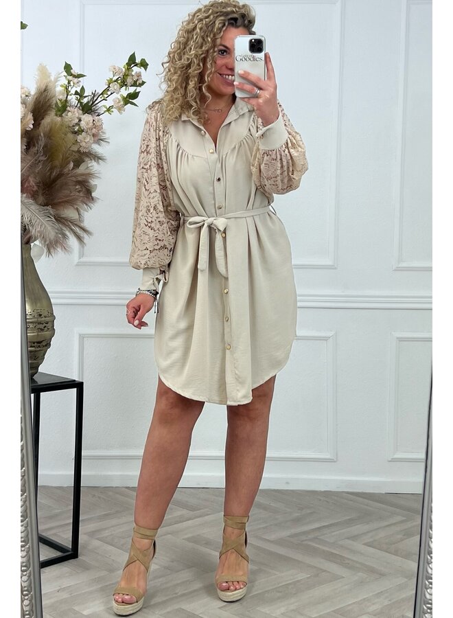 Curvy Scarlett Lace Dress - Beige