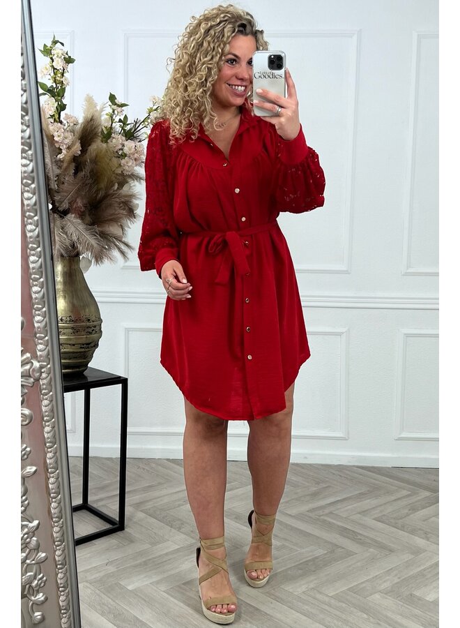 Curvy Scarlett Lace Dress - Red