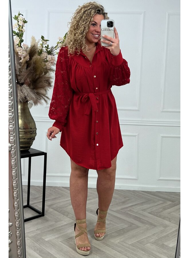 Curvy Scarlett Lace Dress - Red