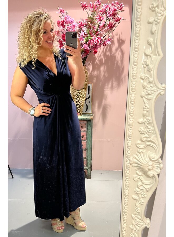 Maxi Curvy Knotted Dress - Navy