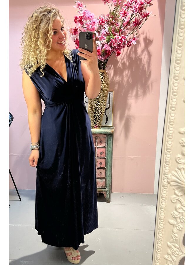 Maxi Curvy Knotted Dress - Navy