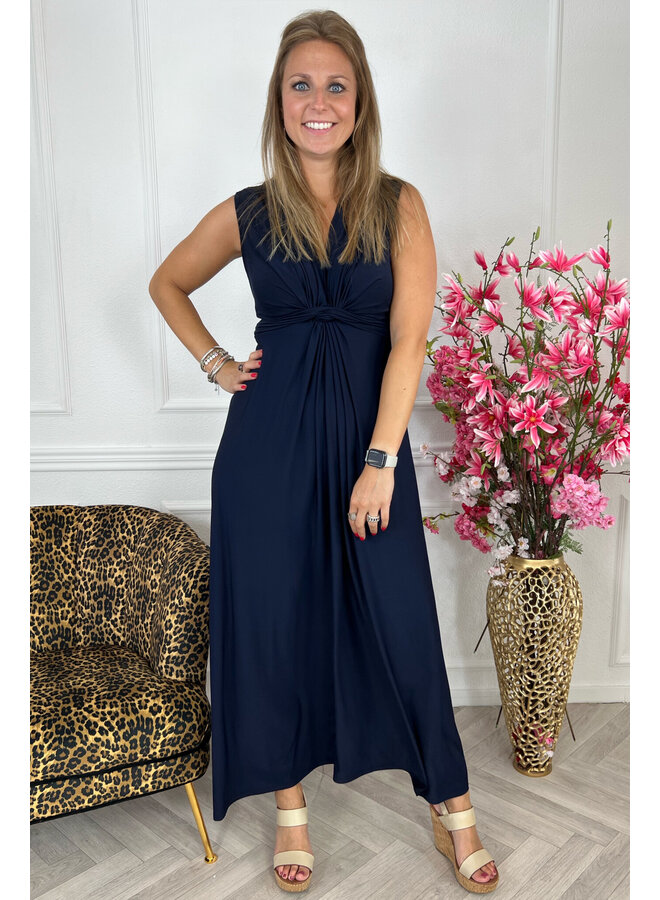 Maxi Curvy Knotted Dress - Navy