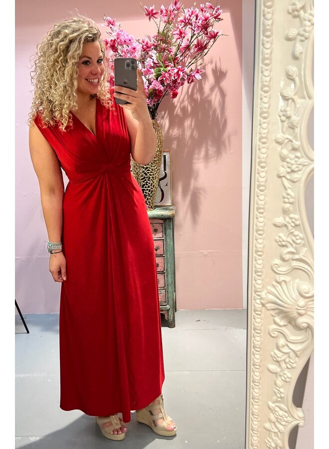 Maxi Curvy Knotted Dress - Red