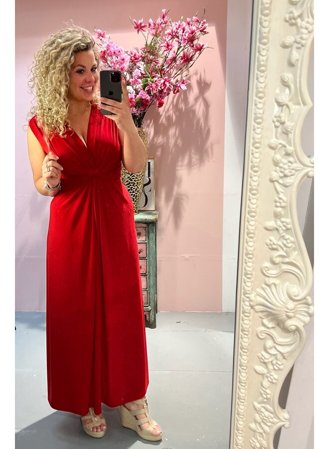 Maxi Curvy Knotted Dress - Red