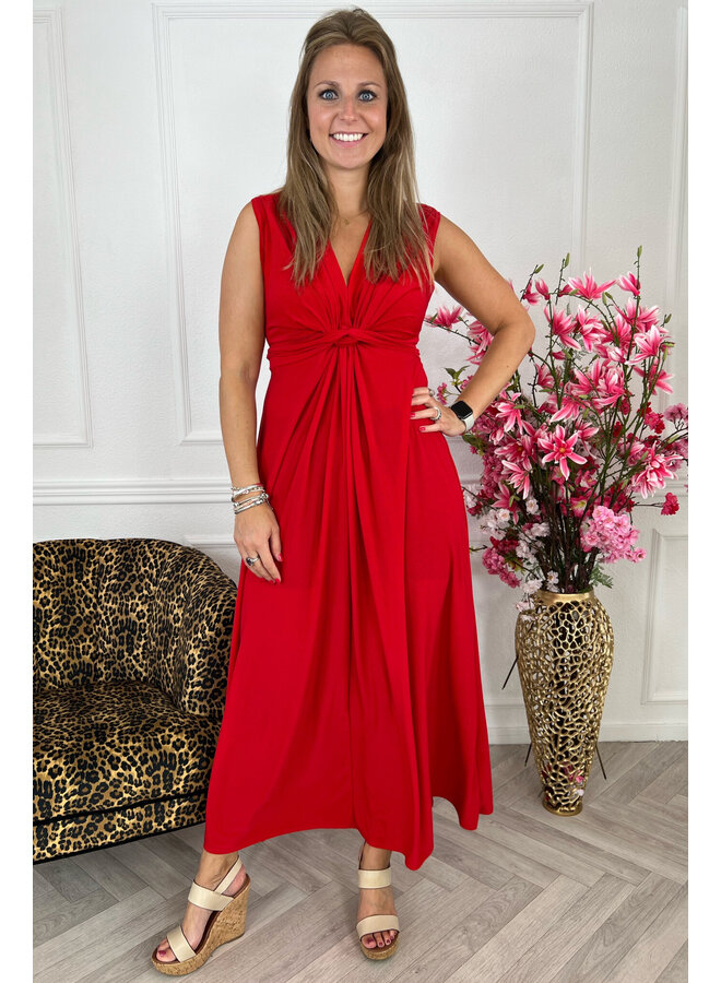 Maxi Curvy Knotted Dress - Red