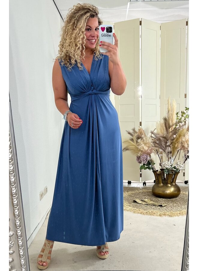 Maxi Curvy Knotted Dress - Denim