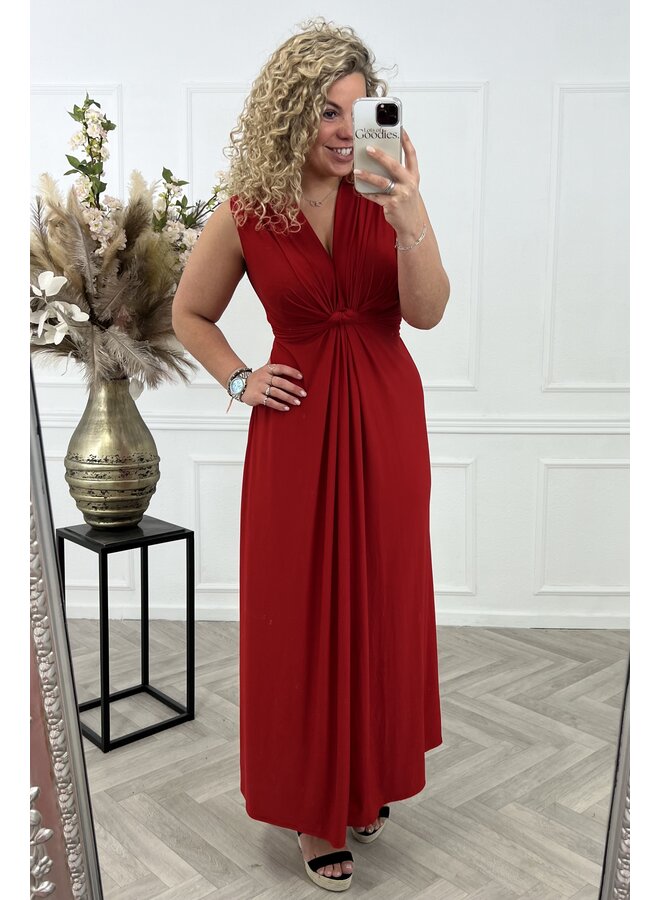 Maxi Curvy Knotted Dress - Red