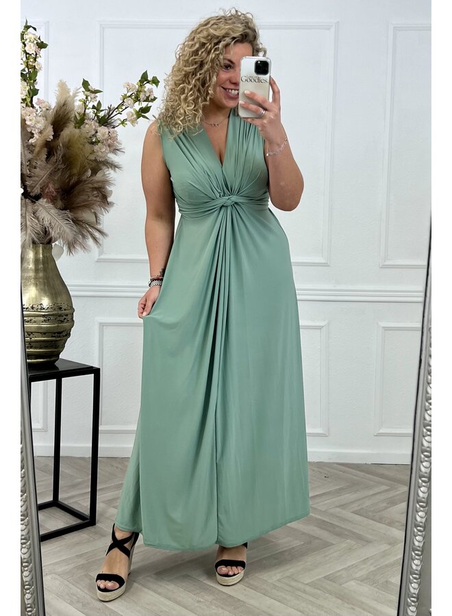 Maxi Curvy Knotted Dress - Sage