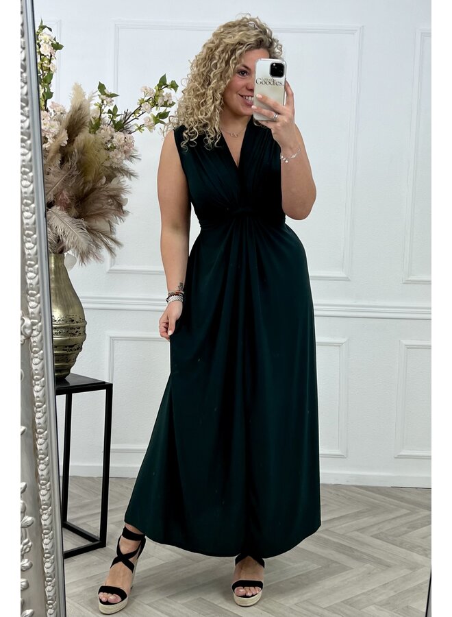 Maxi Curvy Knotted Dress - Bottle Green