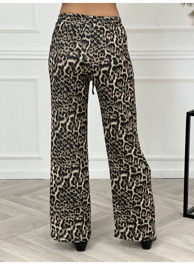 Brooke Leopard Pants - Beige