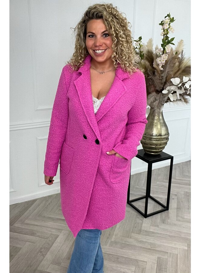 Spring Teddy Coat - Fuchsia