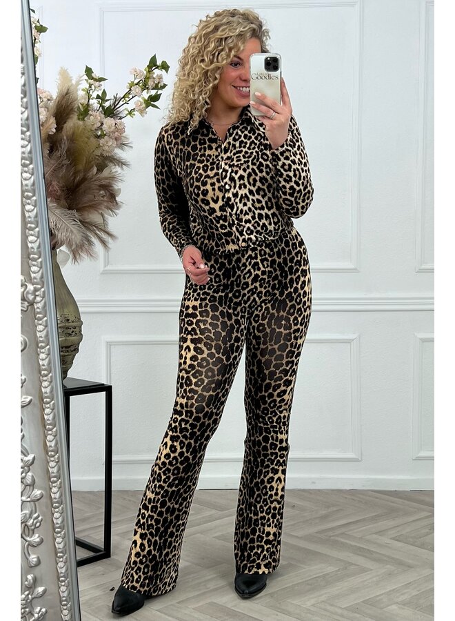 Liv Leopard Flare - Beige/Black