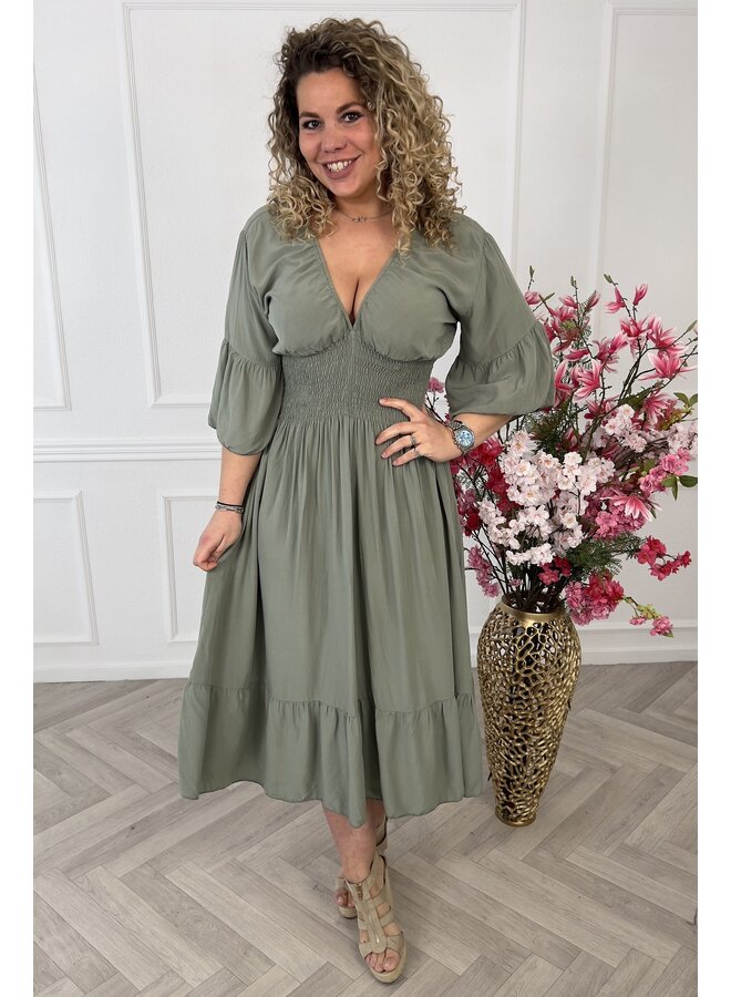 Curvy Summer Taille Dress - Armygreen