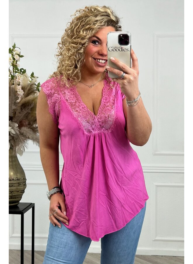 Curvy Miami Lace Top - Pink