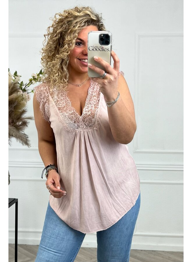 Curvy Miami Lace Top - Old Pink