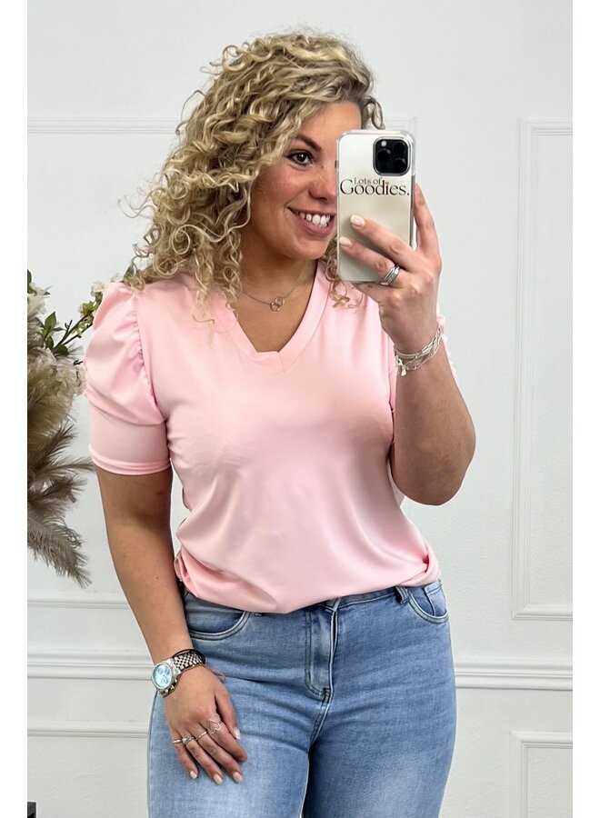 Puffy Sleeve Travel Top - Light Pink