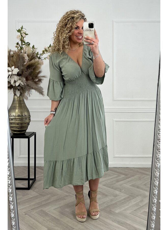 Curvy Summer Taille Dress - Armygreen