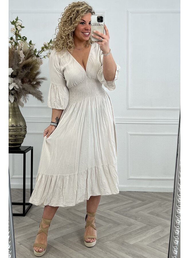 Curvy Summer Taille Dress - Beige