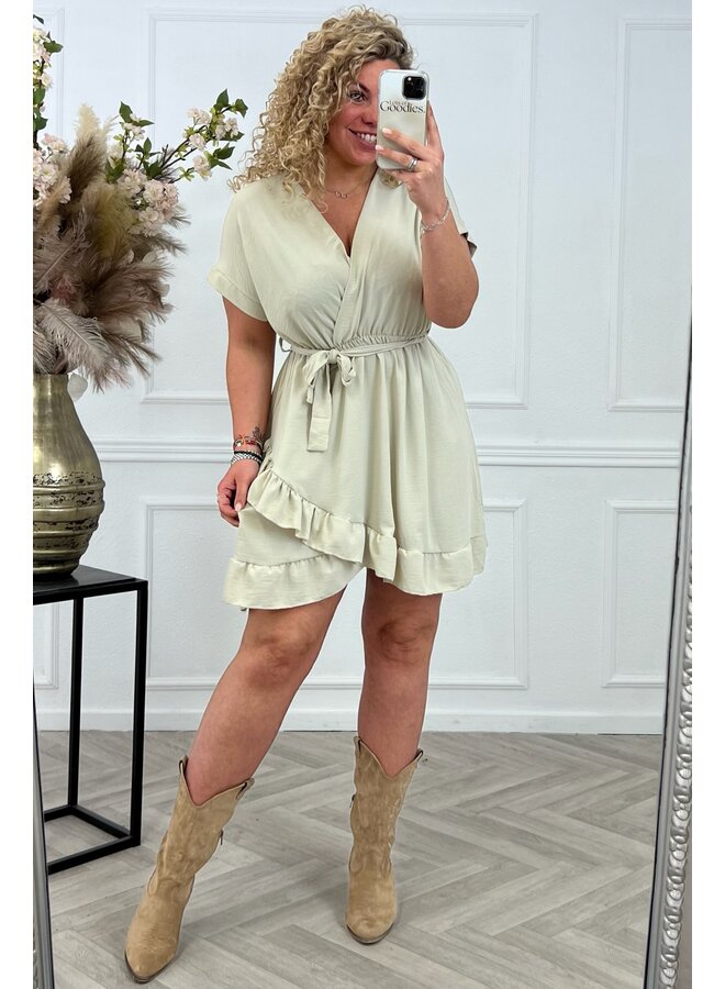 Luna Ruffle Dress - Beige