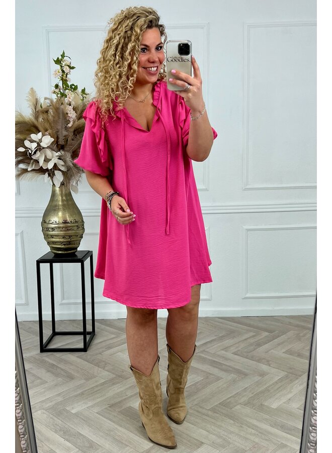 Curvy Ruffle Lara Dress - Pink