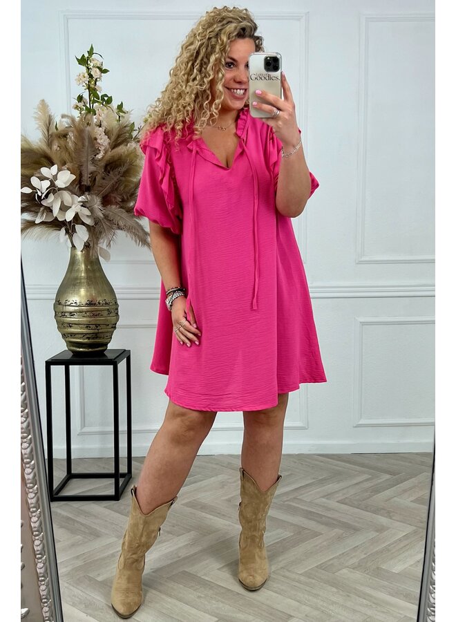 Curvy Ruffle Lara Dress - Pink