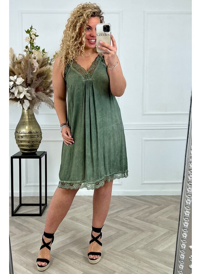 Bibi Midi Lace Dress - Armygreen