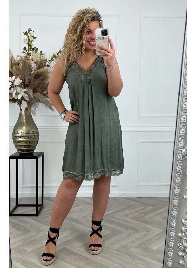 Bibi Midi Lace Dress - Armygreen