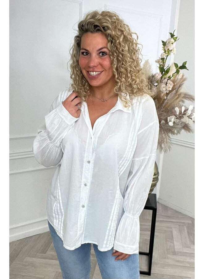 Plisse Isa Blouse - White