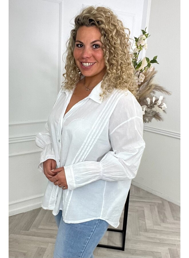 Plisse Isa Blouse - White