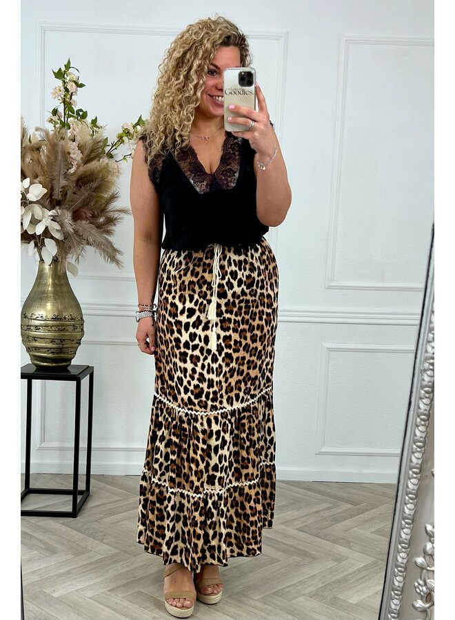 Maxi Leopard Skirt - Beige/Brown