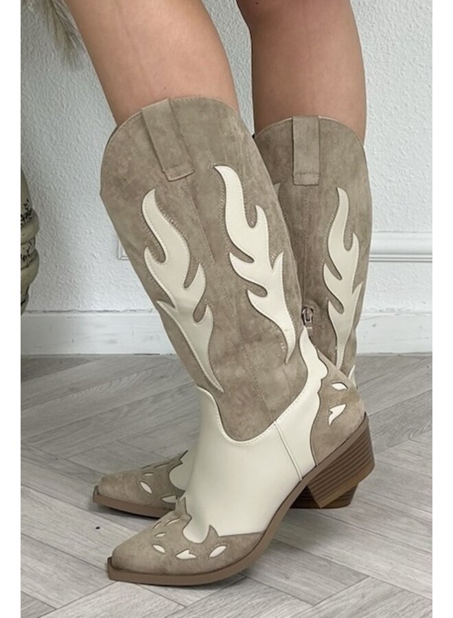 Paris Cowboy Boots - Taupe