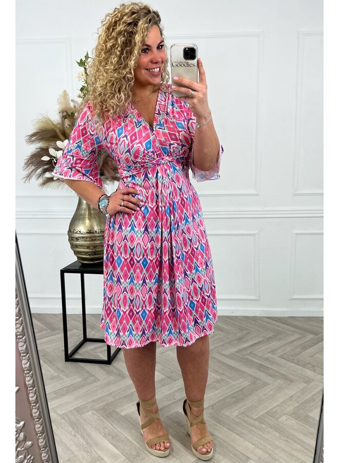 Curvy Short Knotted Emily Dress - Pink