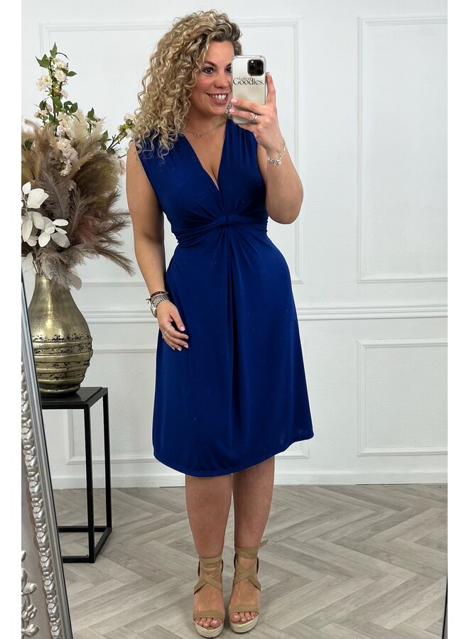 Curvy Knotted Sleeveless Dress -  Kobalt PRE-ORDER